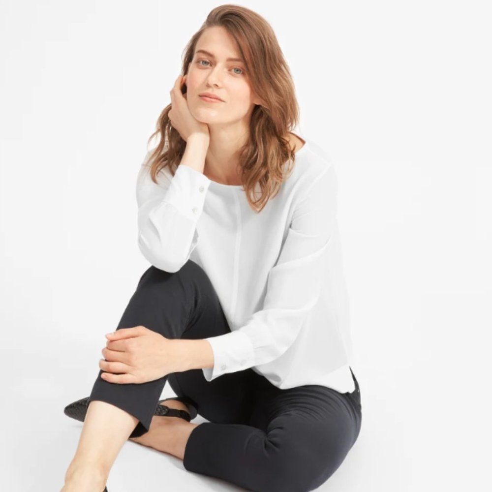 Everlane Clean Silk Boatneck Blouse nwot